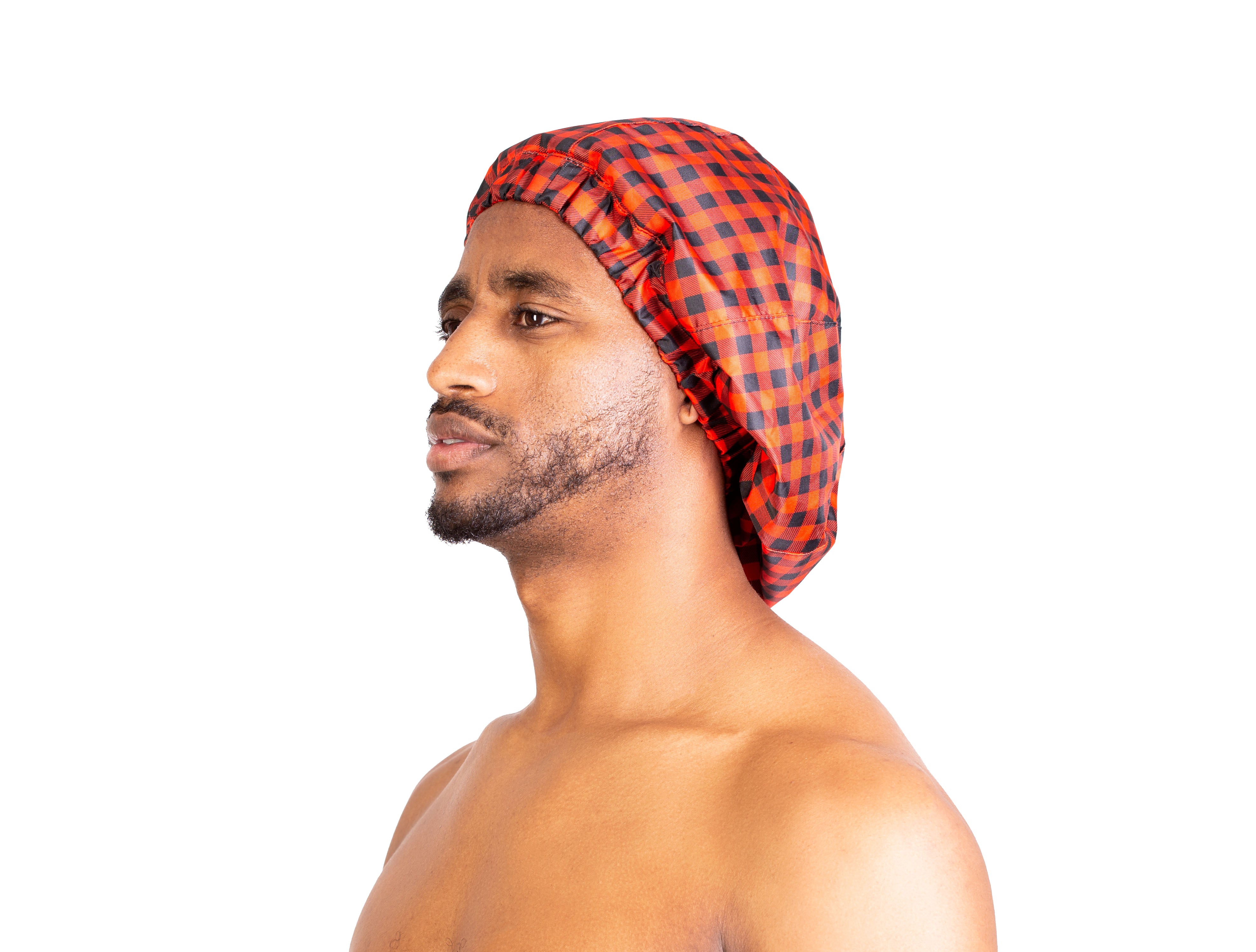 Red Plaid Shower Cap For Men