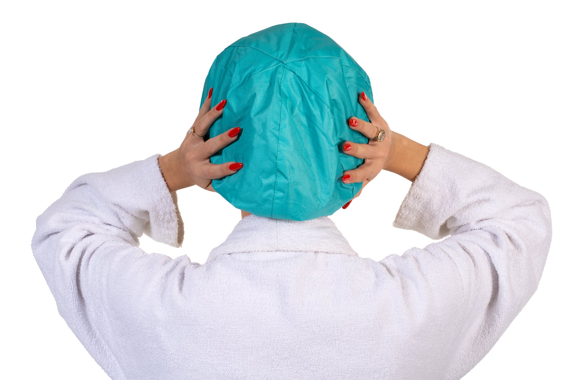 Turquoise shower cap for women