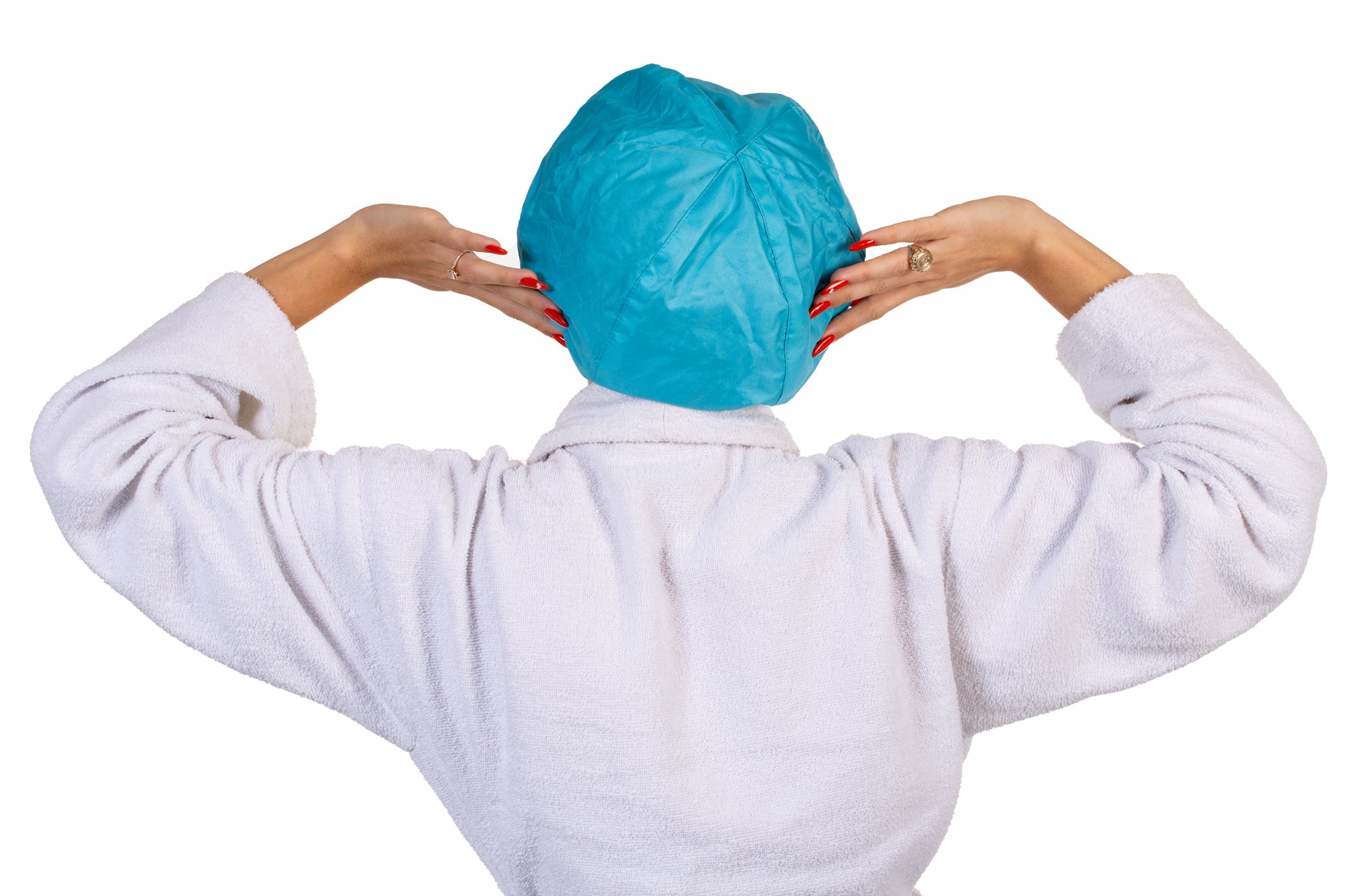 Cyan shower cap for women