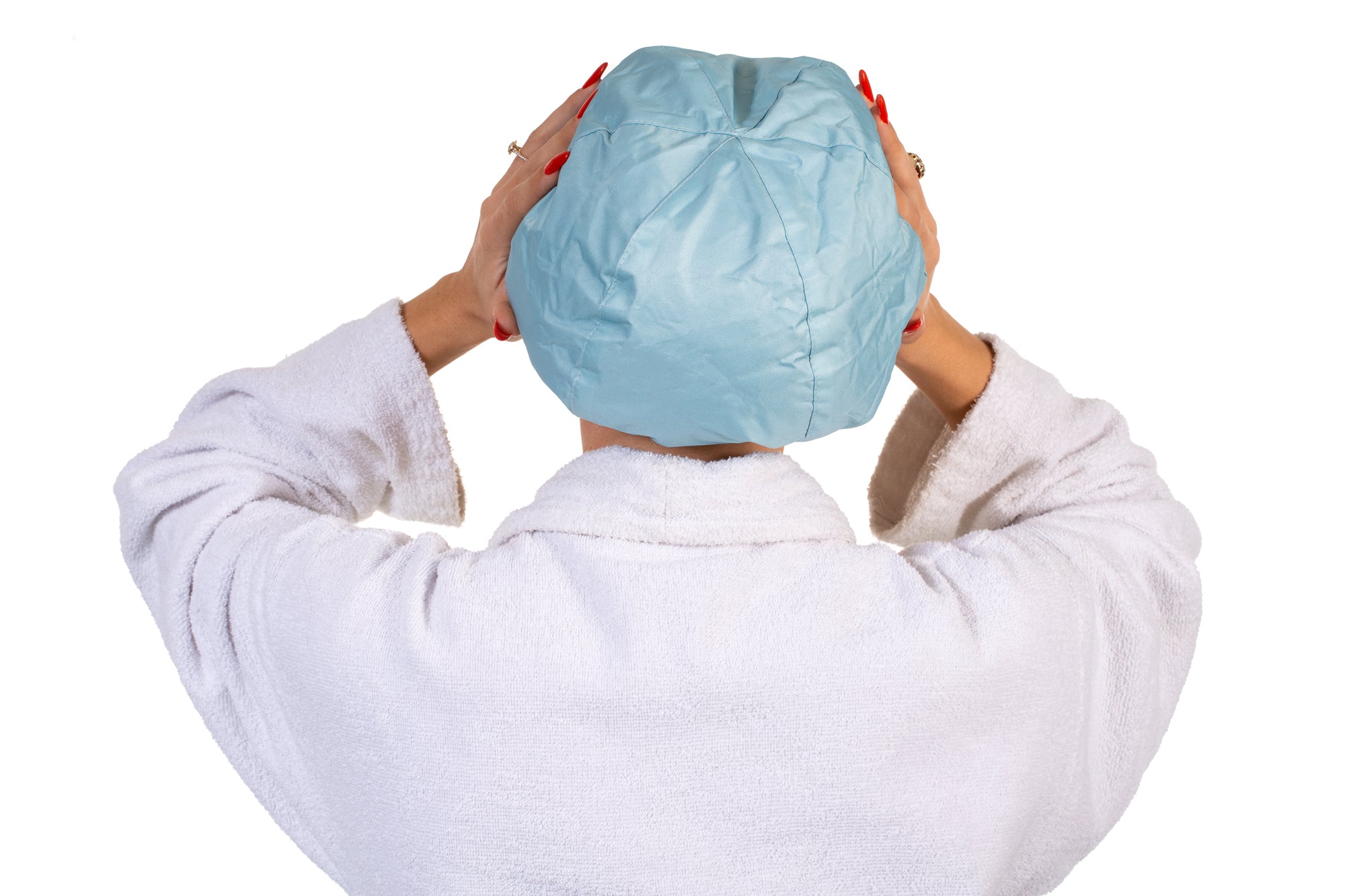 Pastel blue shower cap for women