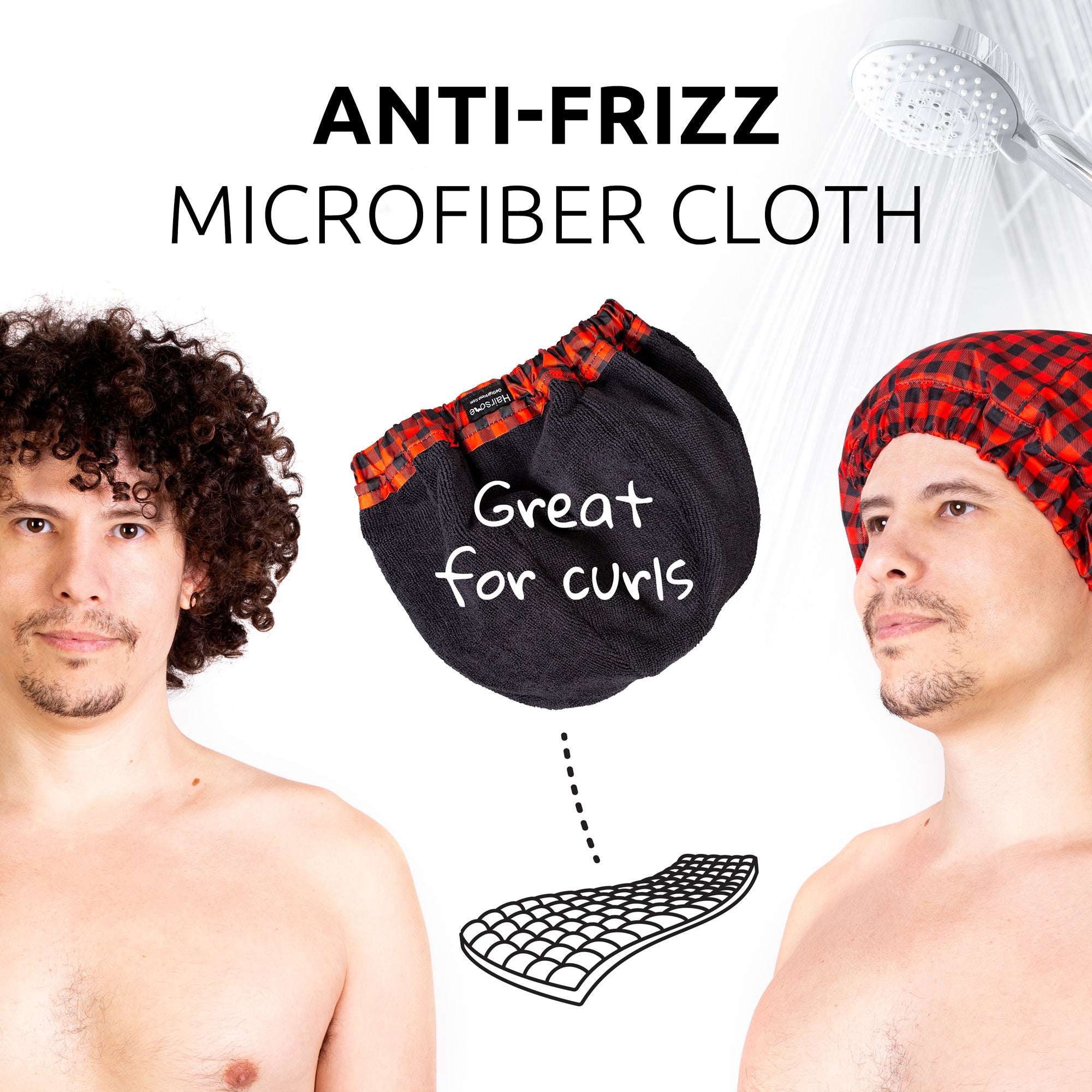 Red Plaid Shower Cap For Men